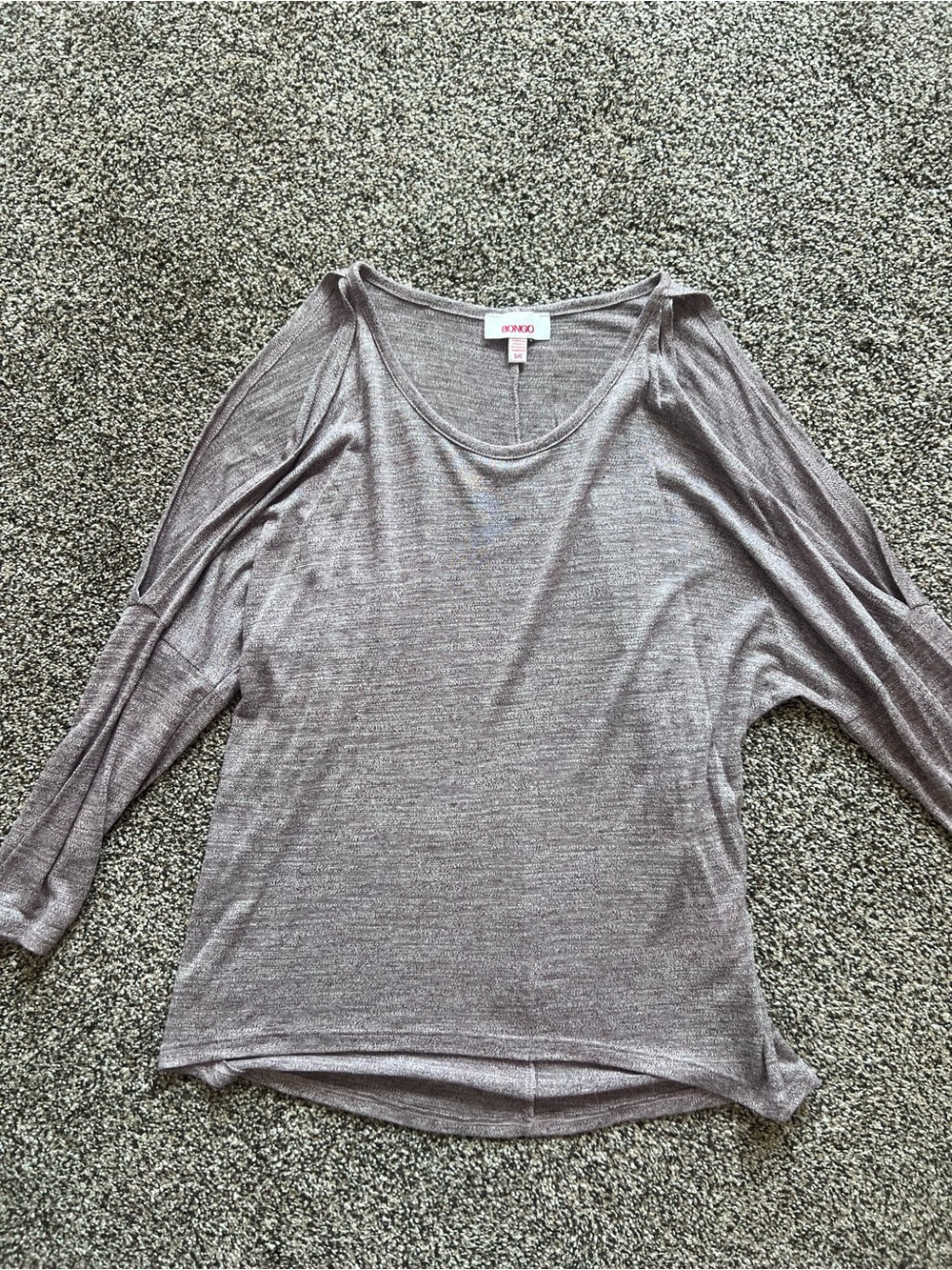 BONGO Lightweight Scoop Neck Long Sleeve Top - Heather Taupe